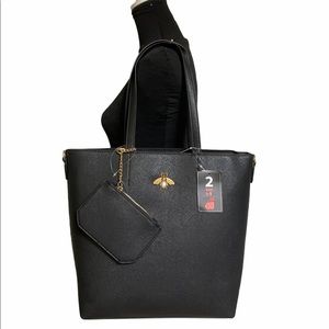 Black tote with bee